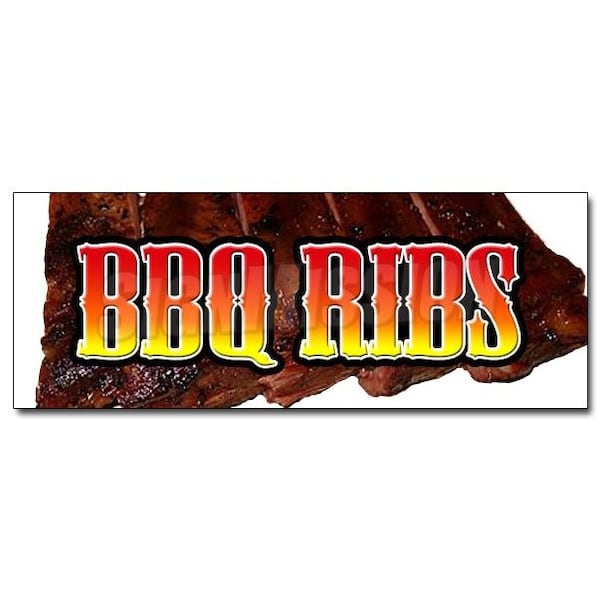 Signmission 12in BBQ RIBS DECAL sticker barbque bar-b-q bbq pork beef smoke smoked food sign, D-12 BBQ Ribs D-12 BBQ Ribs - main